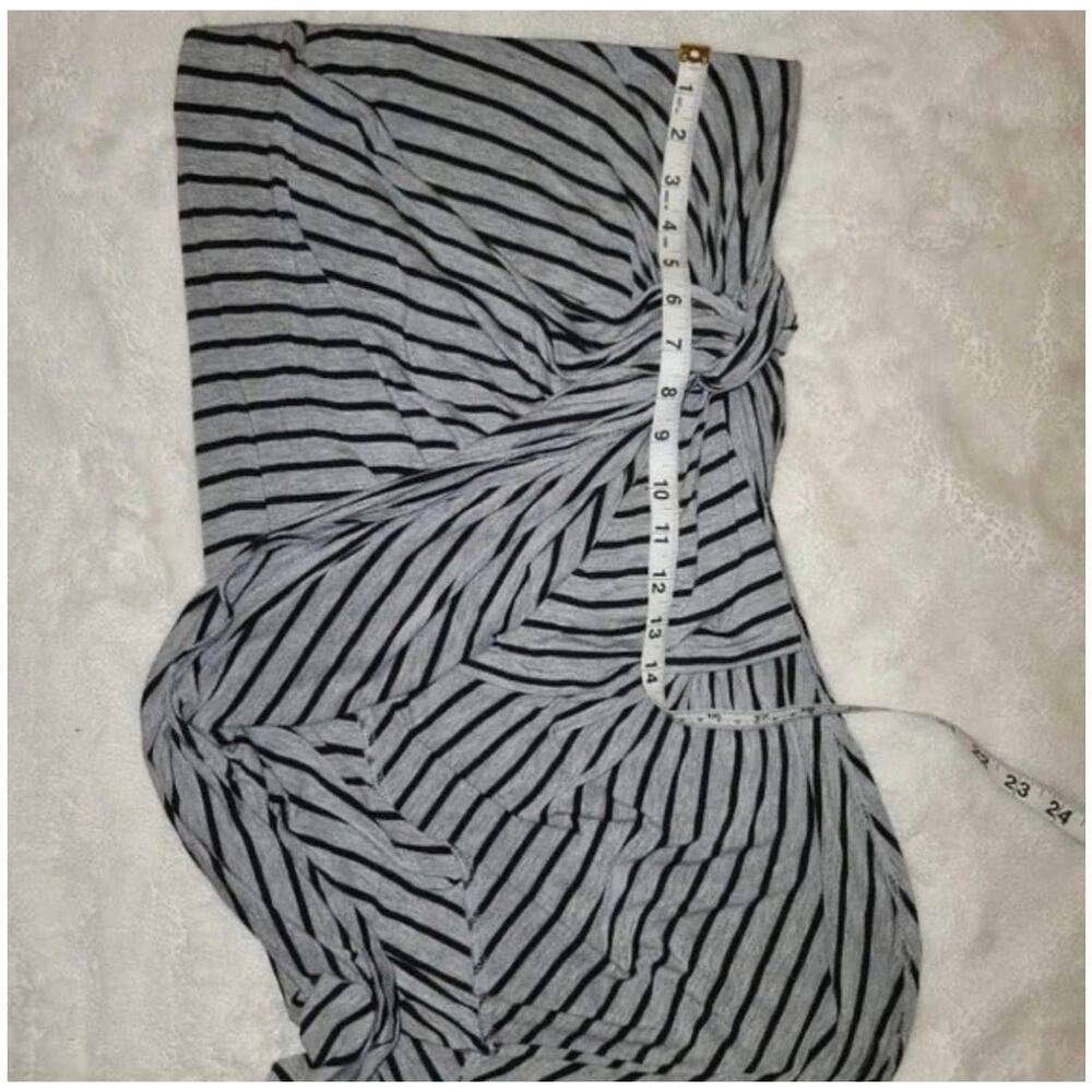 HYFVE Gray Black Striped Wrap Around Twist Front Mini Skirt Size Medium - Picture 8 of 10